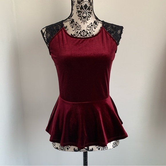 Rolla Coster Velvet Peplum Top - Picture 2 of 7